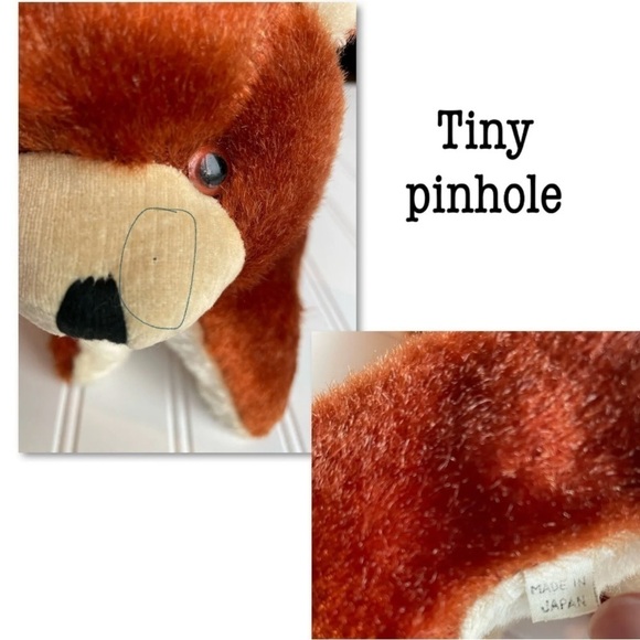 Vintage Plush Bear Japan Red Brown Rare Stuffed Animal Unique OOAK - Picture 4 of 11